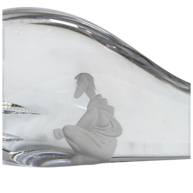 Modern Modern Kosta Boda Jonah and the Whale Crystal Fish Sculpture For Sale - Image 3 of 5