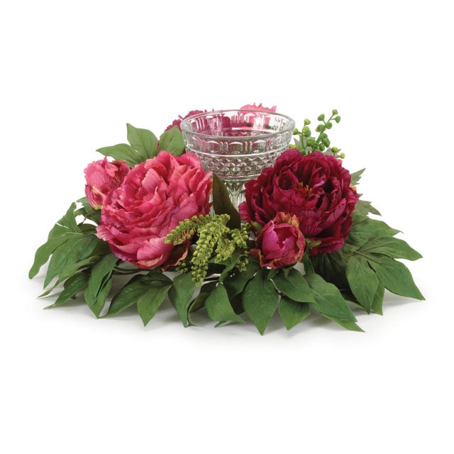 Create a soft and elegant centerpiece with this Mixed Peony Floral Candle Holder. Featuring lush peony blooms surrounded...