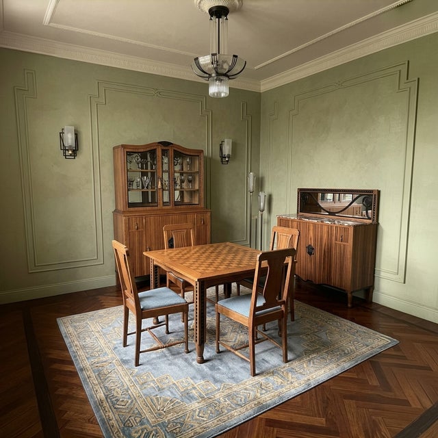 An exceptionally rare and almost completely documented dining room by the renowned belgian ateliers d’art de coene frères,...