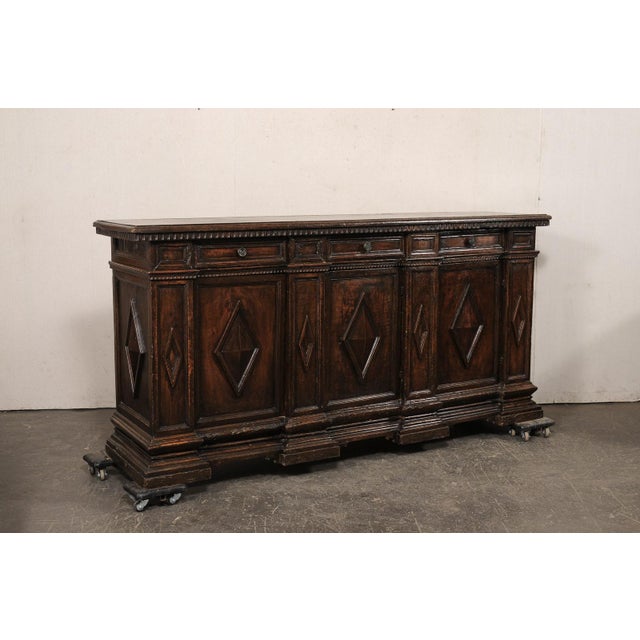Italian Early 18th C Italian Diamond Panel Credenza For Sale - Image 3 of 11