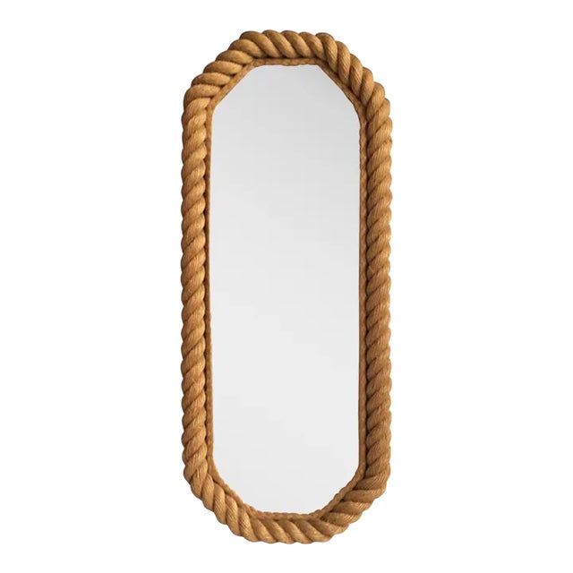 Mid-Century Rectangular Rope Mirror Adrien Audoux and Frida Minet For Sale