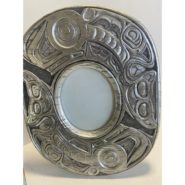 1990s Abstract Brutalist Silver Picture Frame For Sale - Image 9 of 10