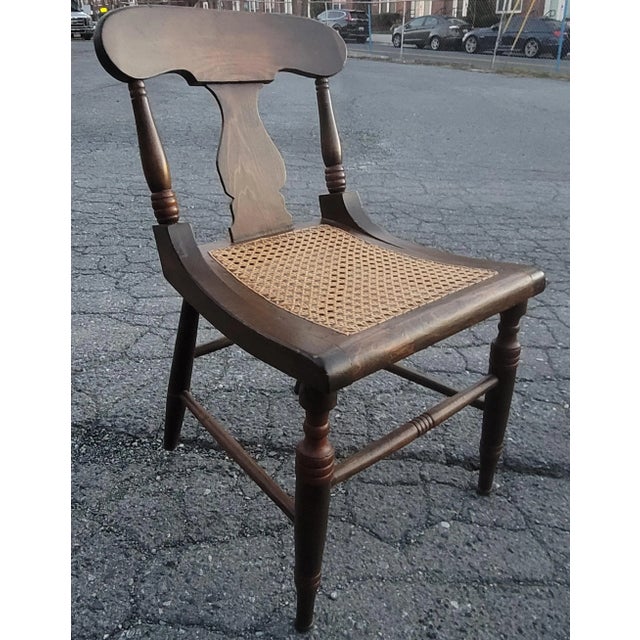 Victorian Early 20th Century American Victorian Cane Seat Low Side Chair For Sale - Image 3 of 7