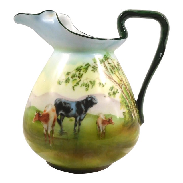 1960s Royal Bayreuth Green Cow Pitcher For Sale