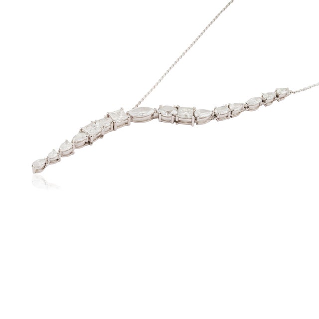 Metal Luxurious 5.54 Carat Diamond Y-Drop Necklace in 14k White Gold 17 Inches For Sale - Image 7 of 14