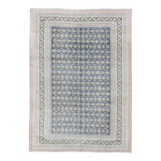 Antique Khotan Rug in Shades of Blue With Gray, L. Pink and Yellow Accents 9'8 X 13'4 For Sale