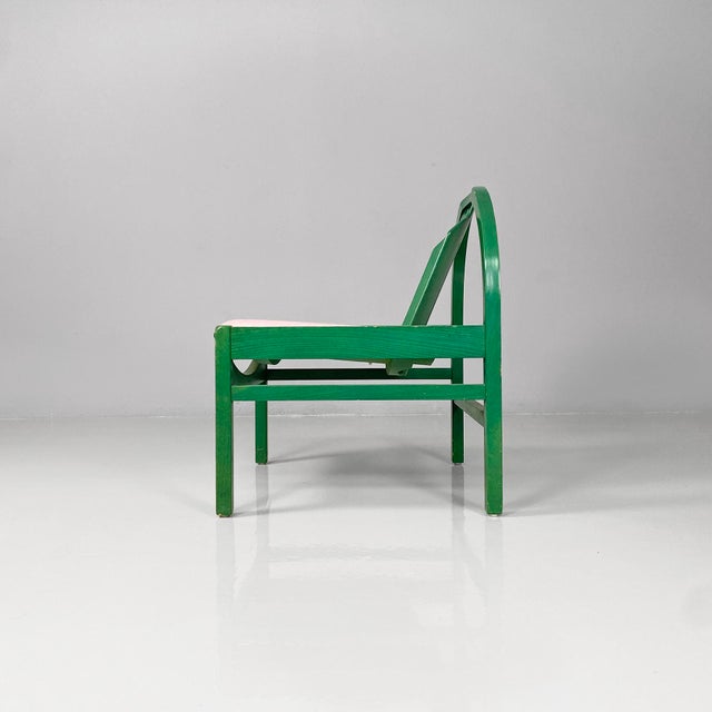 1970s French Modern Argos Armchair in Pink Leather and Green Wood by Baumann, 1970s For Sale - Image 5 of 18