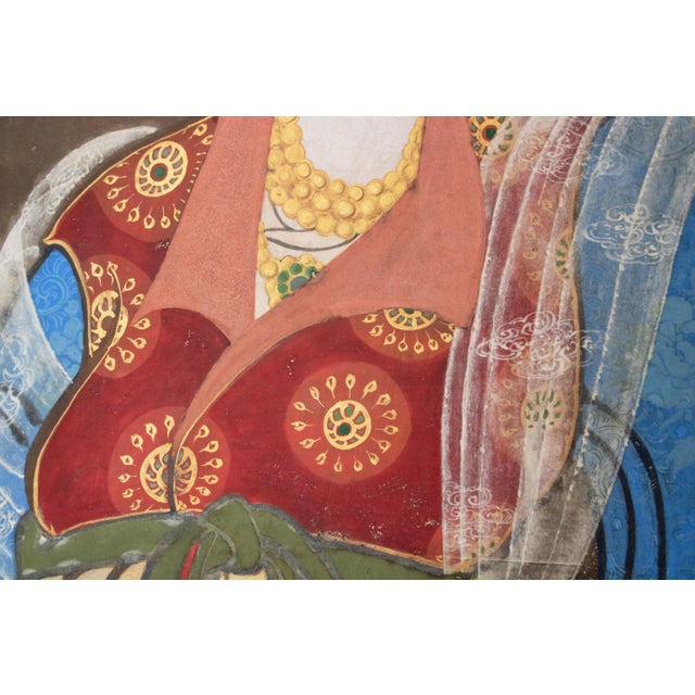 Large Meiji to Early Showa Japanese 8-Panel Painted Byobu Screen "Celestial Maiden" For Sale - Image 10 of 18