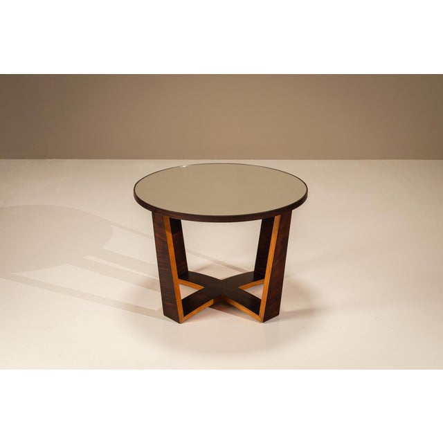 1950s Italian Side Table with Mirrored Top and Geometrical Legs, 1940s For Sale - Image 5 of 13