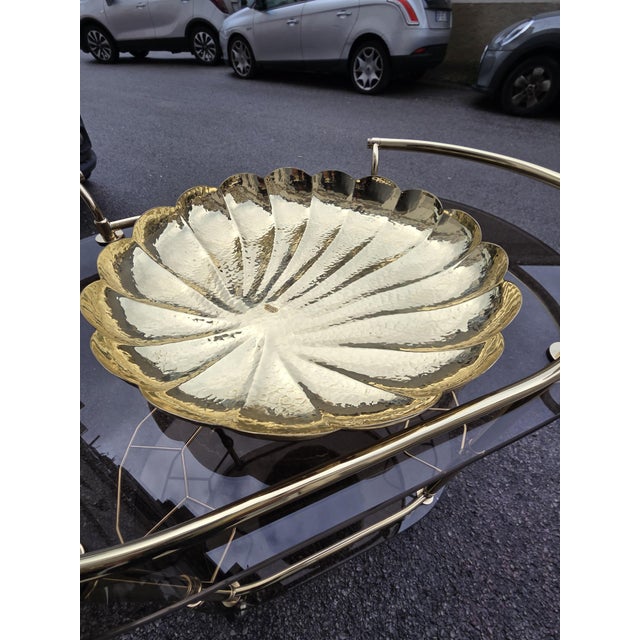 Hand-Embossed Shell Tray in Hammered Brass with Drawers, Florence, 1950s For Sale - Image 9 of 9
