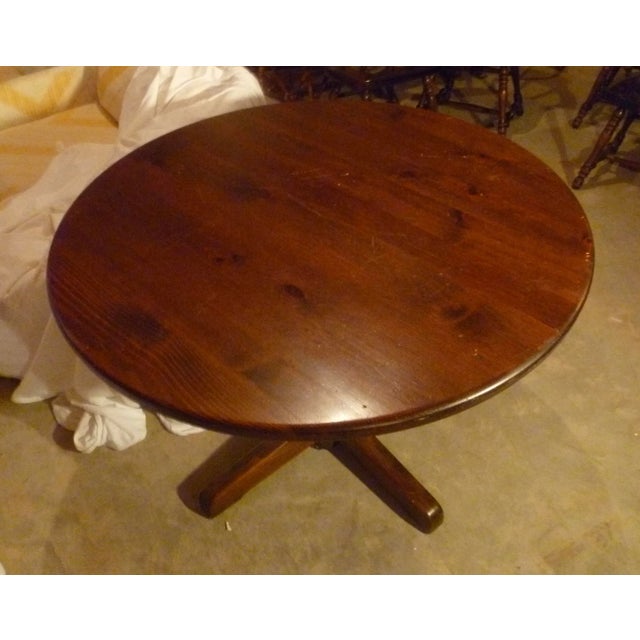 1970s Vintage Ethan Allen Tommy Bahama Style Dining Round Pedestal Captains Pub Table Game For Sale - Image 5 of 11