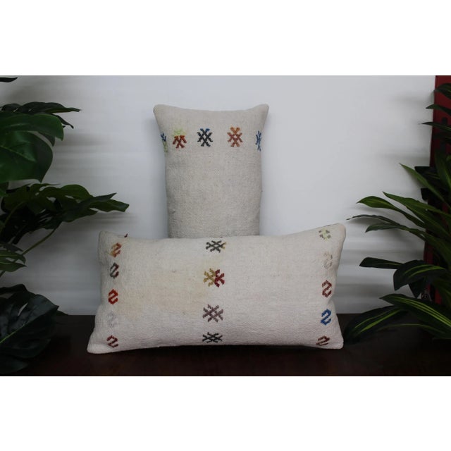 Mid-Century Modern 2 Turkish Kilim Decorative Pillow Covers - 12"x23.5" For Sale - Image 3 of 13