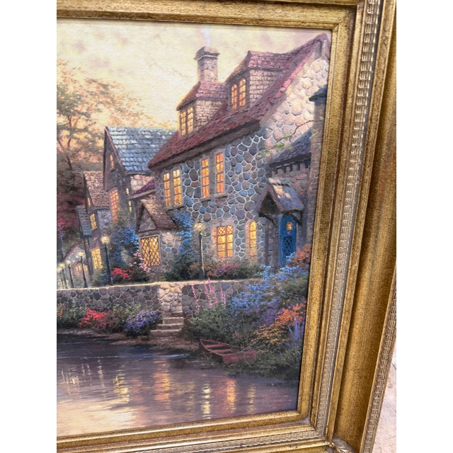 1980s 1980s Thomas Kinkade - Cobblestone Brooke S/P 34x 44 Canvas Framed For Sale - Image 5 of 7