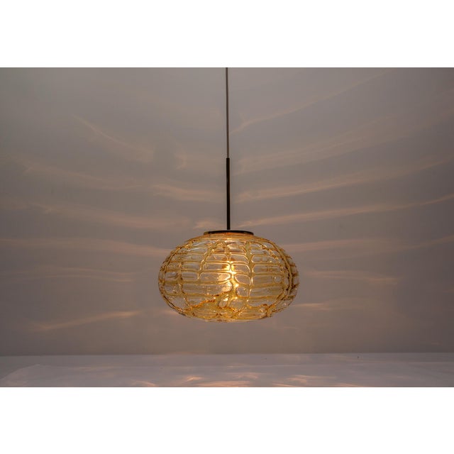 Yellow Oval Murano Glass Ball Pendant Lamp by Doria Leuchten, Germany, 1960s For Sale - Image 4 of 11
