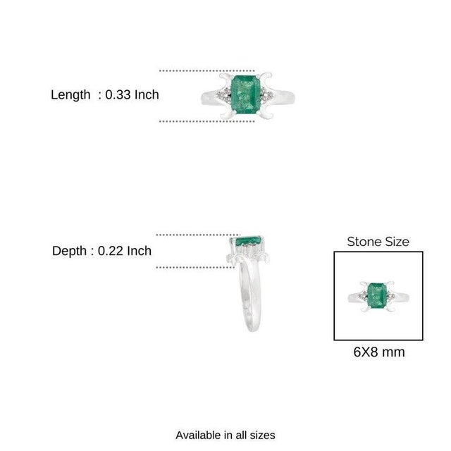 Vintage Style Emerald Diamond Cocktail Ring - Size 8.5 For Sale - Image 10 of 12