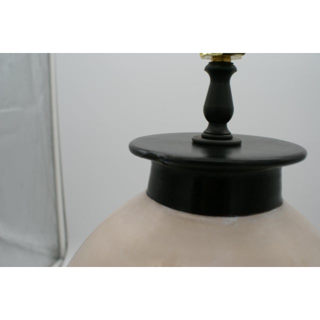 Late 20th Century Late 20th Century Black & Ivory Geometric Chulucanas Pottery Lamp – Handcrafted Peruvian Art-Inca Style #1 For Sale - Image 5 of 9