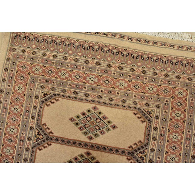 Bokhara Jaldar Rug 3’1” X 5’2” Beige Wool Tribal Hand-Knotted Oriental Carpet For Sale In Philadelphia - Image 6 of 11