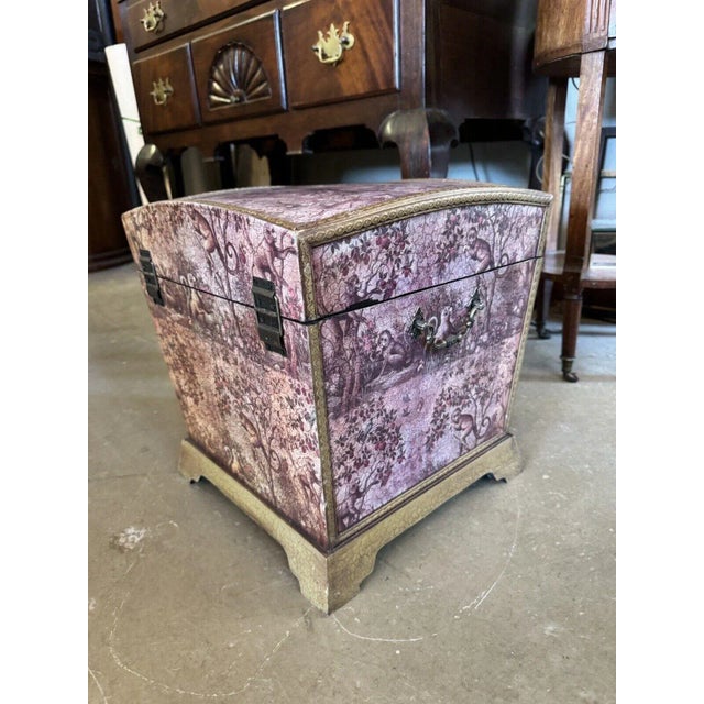 Traditional Vintage Monkey Themed Velvet Lined Sewing or Storage Caddy Chest For Sale - Image 3 of 10