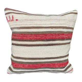 Turkish Hemp Pillow Cushion Natural Beige Red Cushion Cover 20"x20" For Sale