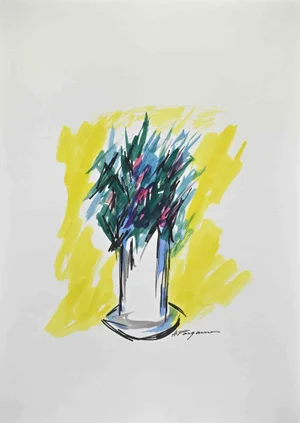 Arturo Pagano, Flowers, Watercolor, 1980s