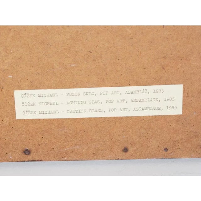 1980s Pop Art Caution Glass by Michal Cizek, 1985 For Sale - Image 5 of 8