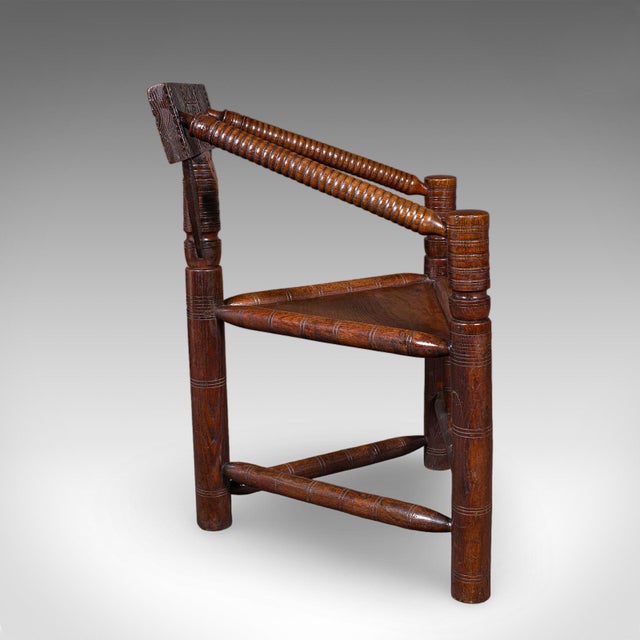 Victorian Antique Turner's Armchair, English, Oak, Old Saxon Chair, Elbow Seat, Victorian For Sale - Image 3 of 10