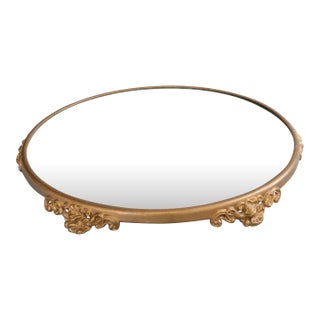 Antique French Gilt Beveled Mirror Plateau Tray For Sale