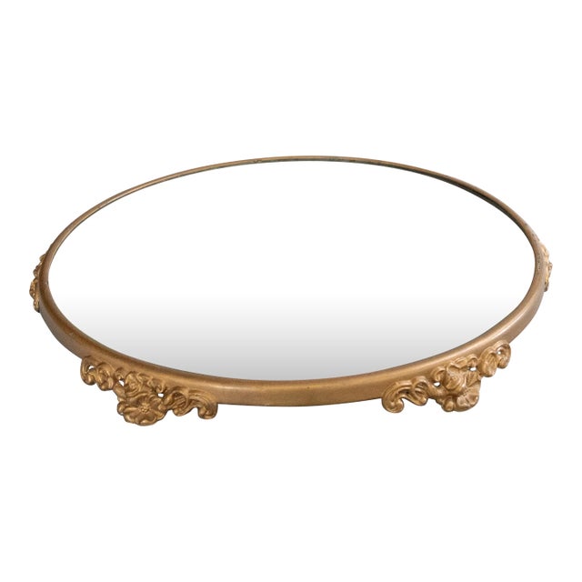Antique French Gilt Beveled Mirror Plateau Tray For Sale