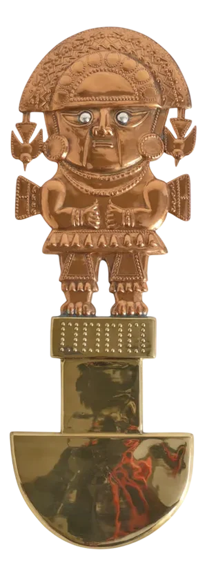 Peruvian Naylamp Brass & Copper Model of a Ceremonial Tumi Knife Wall Hanging
