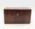 Late 18th century George III period tea caddy box, English. Handsome with flame mahogany veneer & bone diamond escutcheon;...