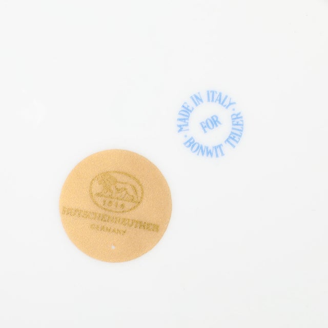 White Set of 16 Turquoise & 24k Gilt Border Porcelain Dinner Plates by Hutschenreuther For Sale - Image 8 of 16