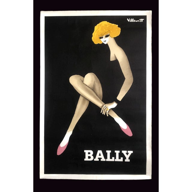 Arches Paper Poster of Bally Shoes / Blonde Woman by Bernard Villemot, 1982 For Sale - Image 6 of 6