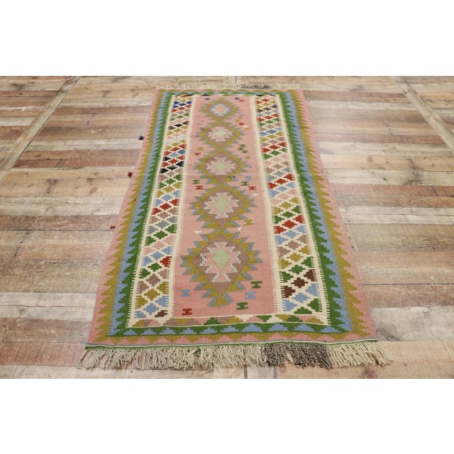 Textile Vintage Persian Shiraz Kilim Rug - 03'05 X 06'04 For Sale - Image 7 of 9