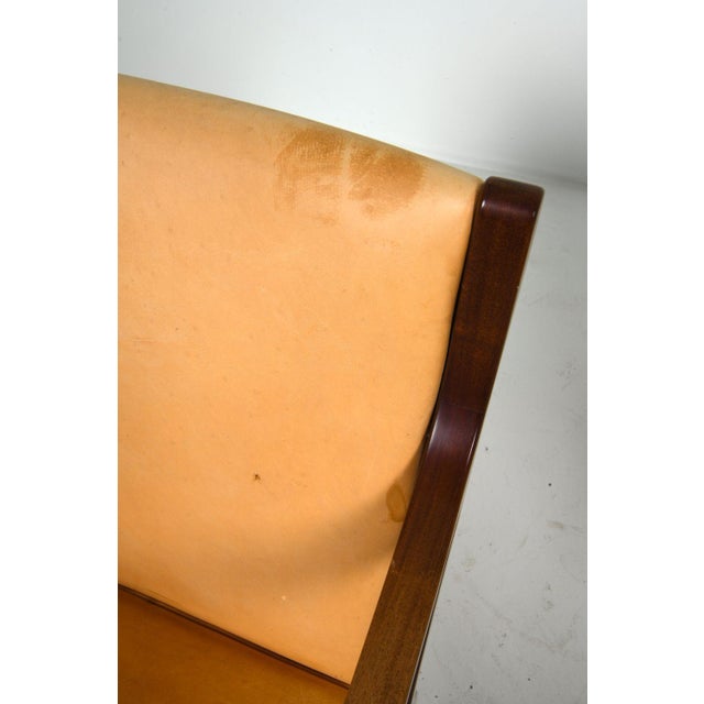 Tan Mid 20th Century Pair Danish Modern Leather Armchairs For Sale - Image 8 of 10