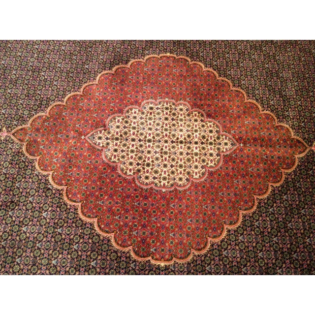 Antique Persian Tabriz Mahi Rug, Hand-Knotted Wool & Silk, Herati Geometric Pattern, 10x13 For Sale - Image 11 of 16