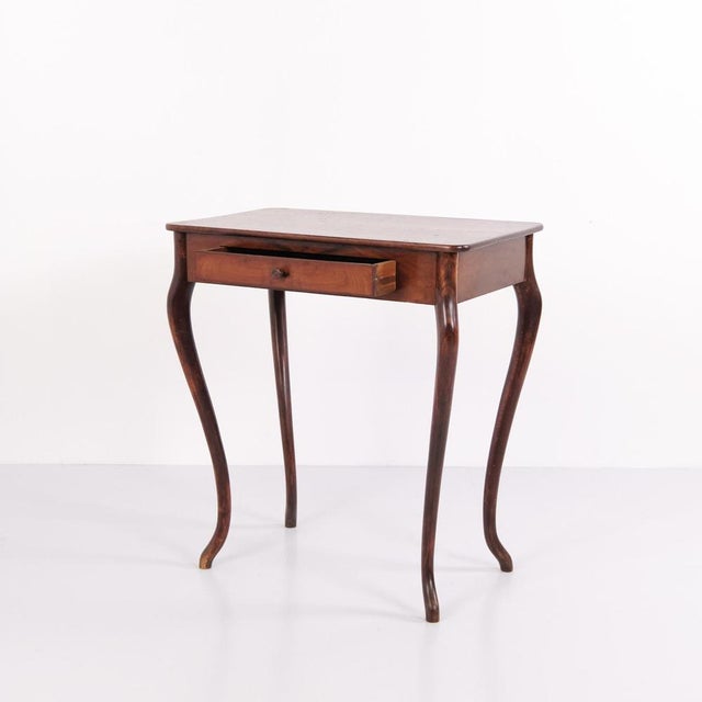 Mahogany Side Table with Drawer and Curved Legs, 1910 For Sale - Image 3 of 11