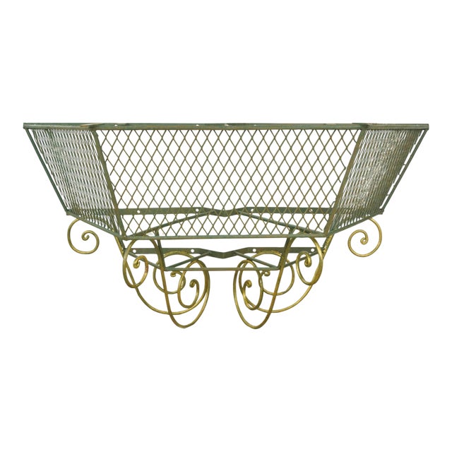 French 1940s Green & Gold Wrought Iron Console Base For Sale