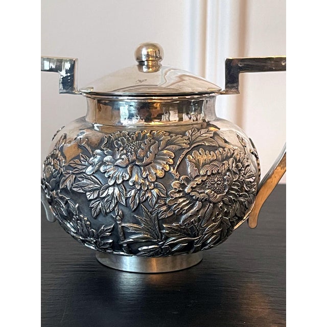 Chinese Export Sterling Silver Creamer and Sugar by Cutshing For Sale - Image 16 of 16