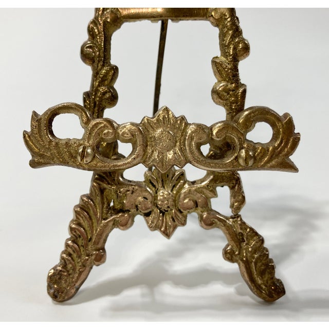 Metal Vintage Victorian Brass Filigree Table Easel For Sale - Image 7 of 7