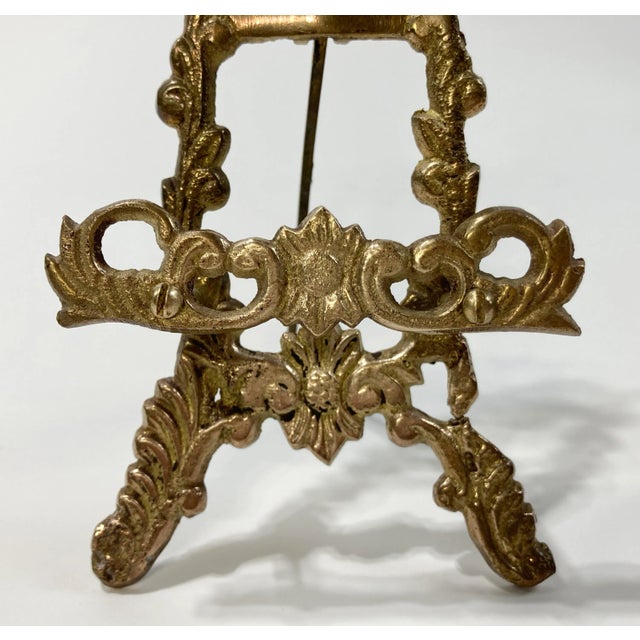 Metal Vintage Victorian Style Brass Filigree Table Easel For Sale - Image 7 of 7