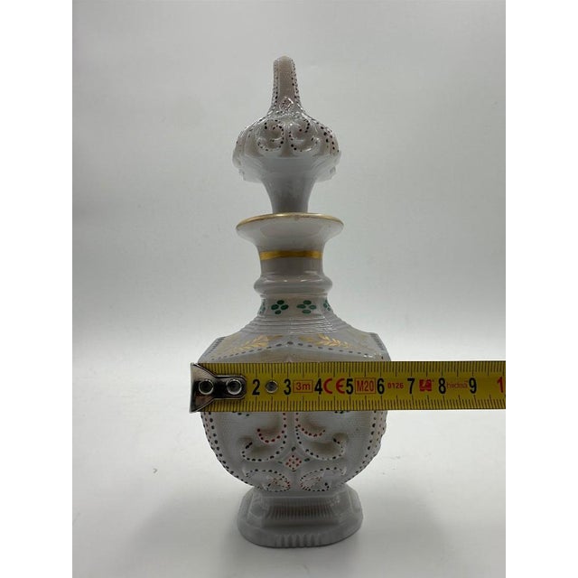 White Opaline Bottle with Enamelled Relief Decoration, 19th Century For Sale - Image 6 of 10