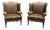 Victorian Style Damask Upholstery Wingback Chairs by Southwood, a Pair For Sale