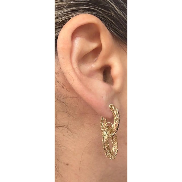 2000 - 2009 18k Gold Filigree Loop Dangle Earrings in the Manner of Buccellati For Sale - Image 5 of 8