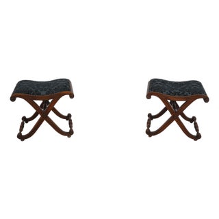 Pair Regency Style X Design Mahogany Benches For Sale