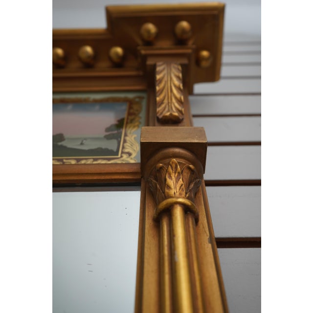 Vintage Federal Style Mt Vernon Eglomise Panel Gold Mirror For Sale - Image 4 of 9