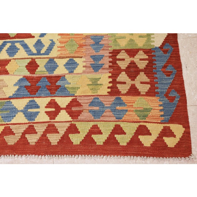 Shabby Chic Vintage Afghan Hand Made Organic Wool Natural Color Maimana Kilim,6'10"x9'7" For Sale - Image 3 of 5