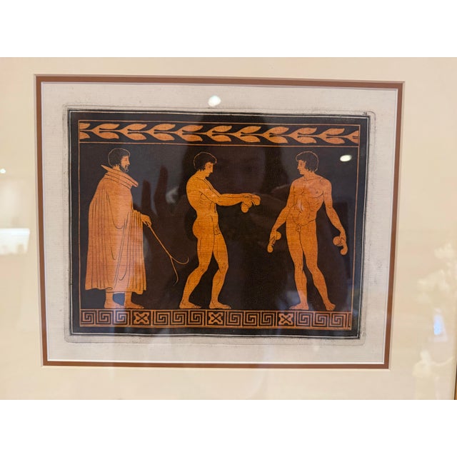 Neoclassical 18th Century Neoclassical Aquatint Engraving No. 38 | Hamilton Collection | Greek Vase Scene | Double Matted Gold Frame [sh.104.b.5050] Reproduction For Sale - Image 3 of 4