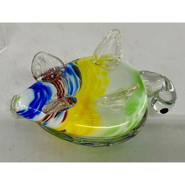 Blue Large Murano Style Glass Turtle Figurine For Sale - Image 8 of 12