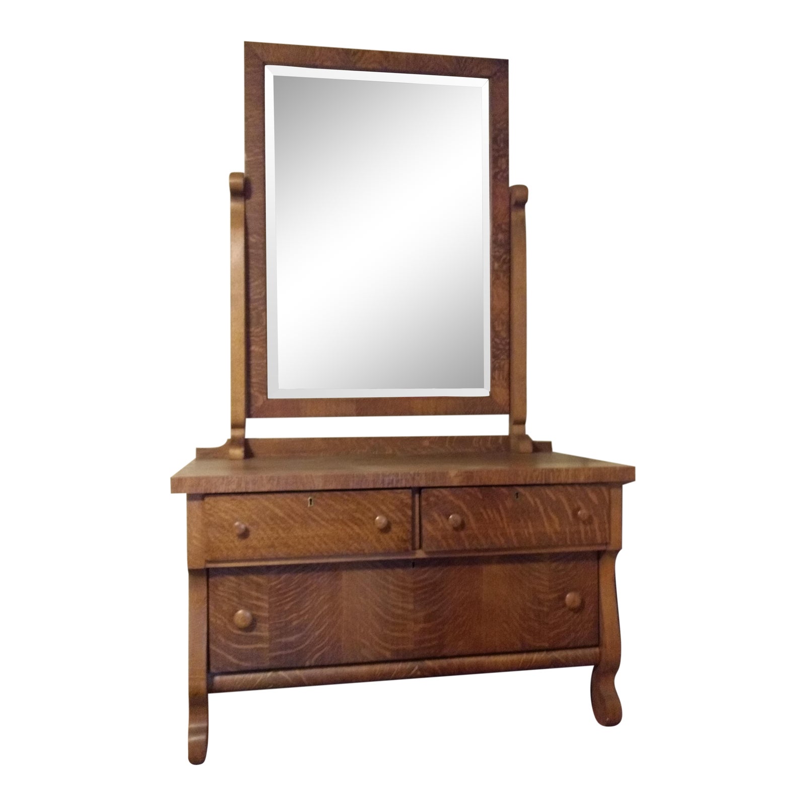 Antique Tiger Oak Dresser With Swing Mirror Chairish