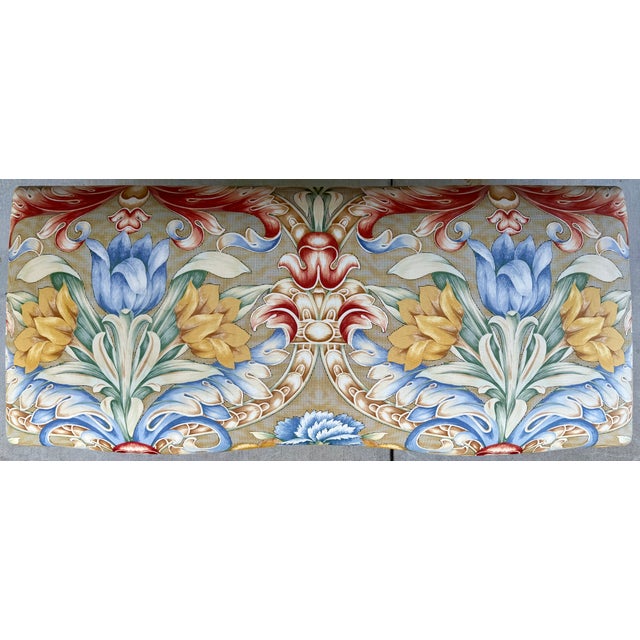 Donghia Traditional Upholstered Wooden Bench From 90's For Sale - Image 9 of 10